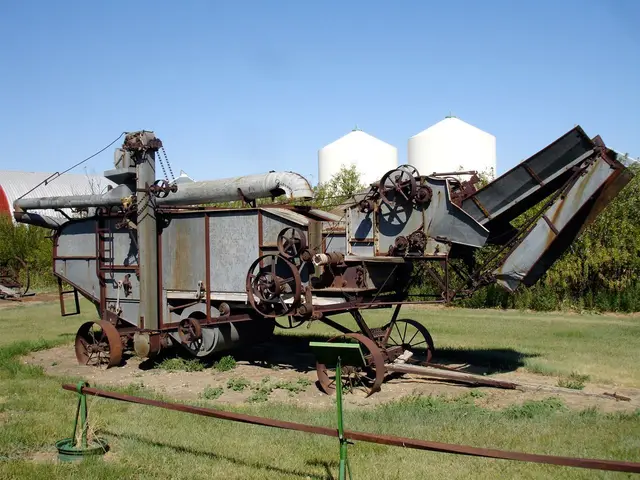 Antique threshing machine on display