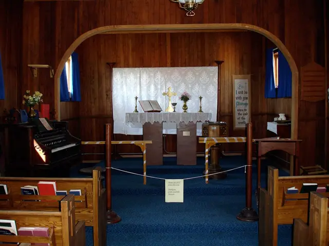 Interior of the historic Anglican church at the Great Sandhills Museum
